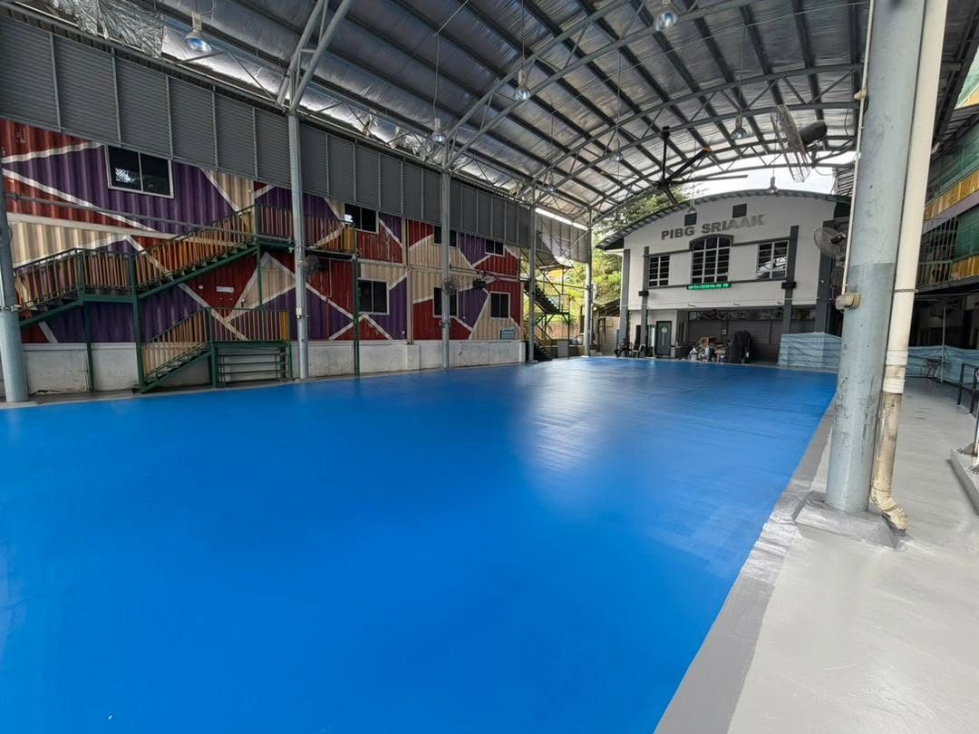 Bina floor-coating project — School Covered Court, SRI Al-Amin
